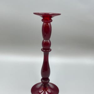 Tall Ruby Red Glass Candle Stick Holder, 14 - 1/8 Inch Height, Single Taper Candle Stand