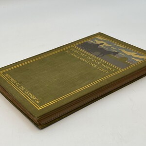 Puede incluir: Un libro verde con letras doradas titulado "Rhymes of Dog-Sifers" de James Whitcomb Riley. El libro es publicado por The Century Co.