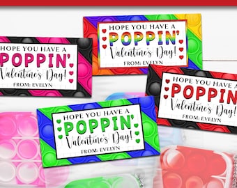 Pop It Valentine Bag Topper Cards: Kids Poppin School Exchange, Editable Digital Printable KB29S