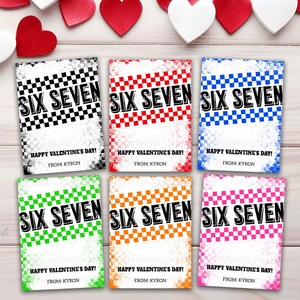 Classroom Valentines Cards For Kids: "67" Tween Distressed Checkered Valentine's Day School Printable KB29S