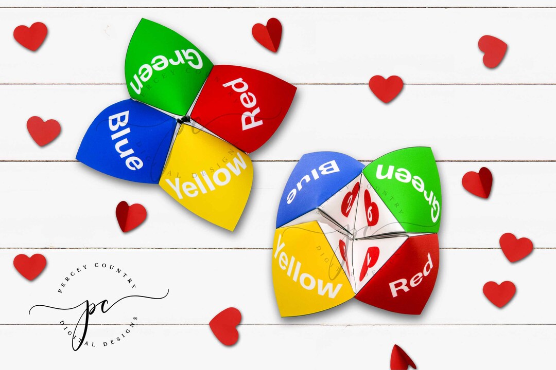 Valentine Joke Teller Instant Download Digital Valentine s Day Favor Card Cootie Catcher Fortune
