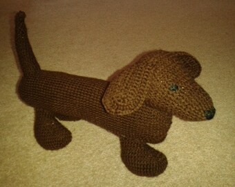 DACHSHUND SAUSAGE DOG, soft toy pdf crochet pattern