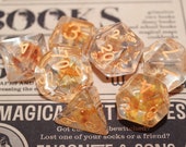 Summer Flower - Clear Resin - 7 set dnd polyhedral dice for D D - Dungeons and Dragons D20