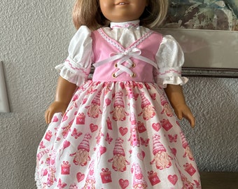 Valentine Dirndl dress for 18 inch doll