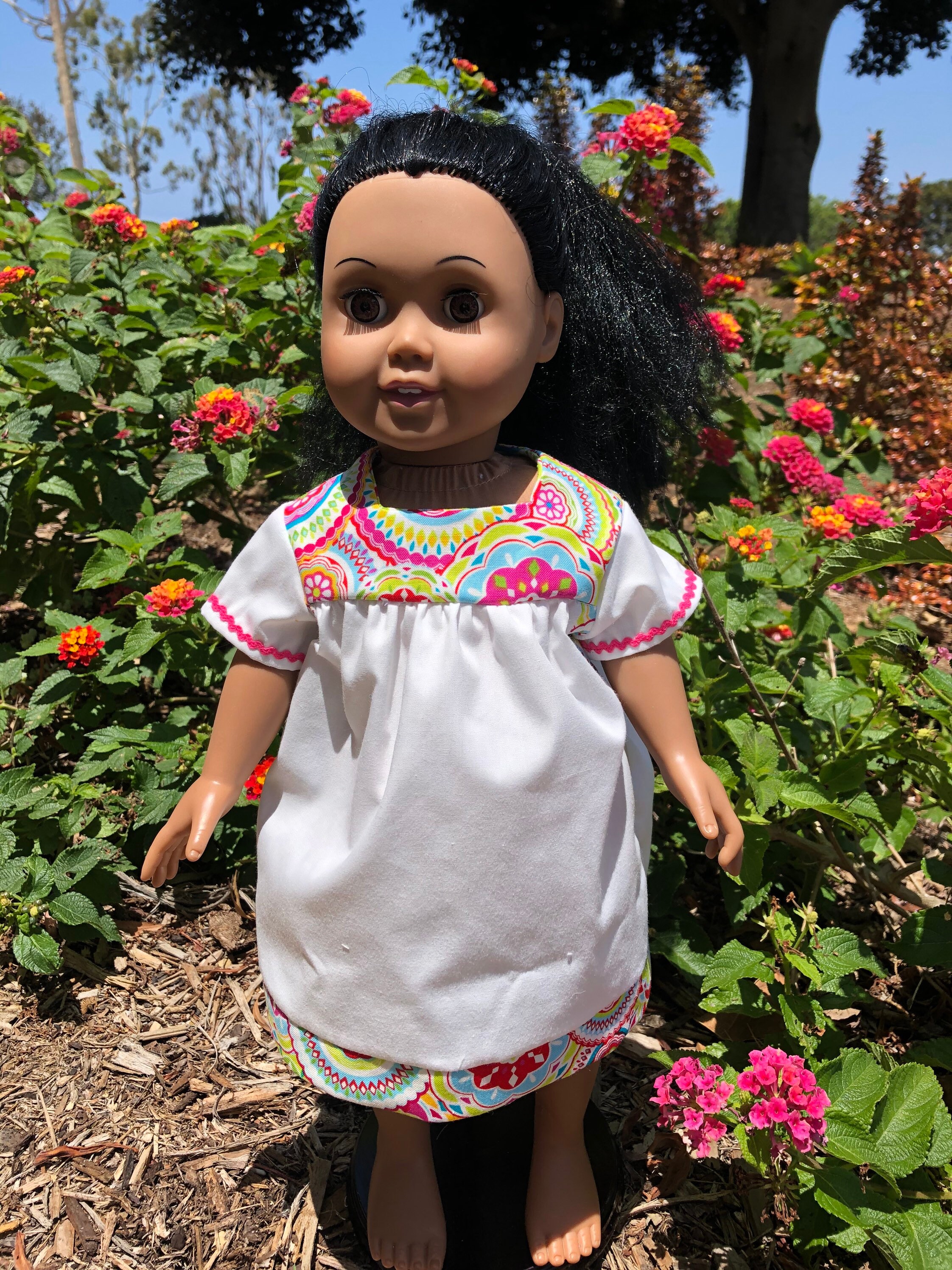 Mexican Pueblo dress or nightgown for 18 inch doll Etsy
