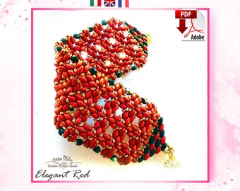 Tutorial High-end bracelet, bracelet with superduo, Elegant Red bracelet, by Rosina Ottolini