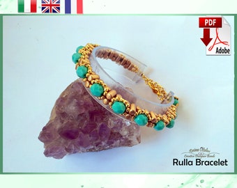 Bangle with Rullas pattern, Diy ITA/ENG/FRE, tutorial with 6mm pearls. Rulla Bangle, by Rosina Ottolini