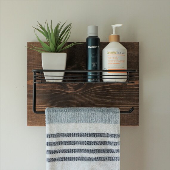 Bathroom Organizer 2 Tier Storage Basket Farmhouse Bathroom Decor Towel  Basket Bathroom Toiletry Organizer Rustic Bathroom Decor 