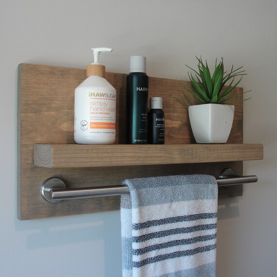 Modern Farmhouse Bathroom Shelf with Towel Bar Everything Bathroom