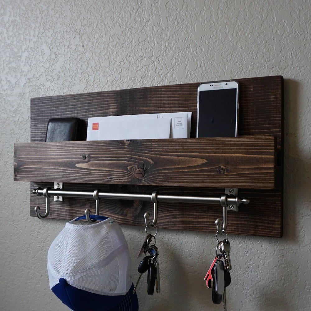 Modern Rustic Entryway Mail Key Organizer Etsy