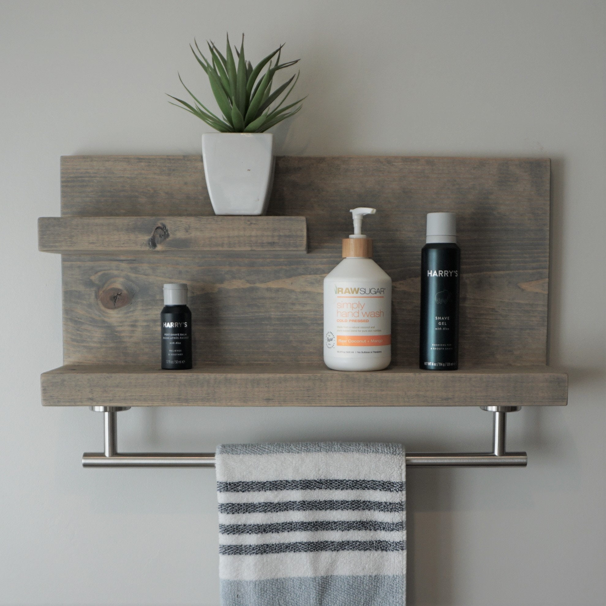 Modern Rustic 2 Tier Bathroom Shelf With 18 Brushed -  Finland