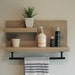 Modern Rustic 2 Tier Bathroom Shelf with 18' Matte Black Finish Towel Bar 