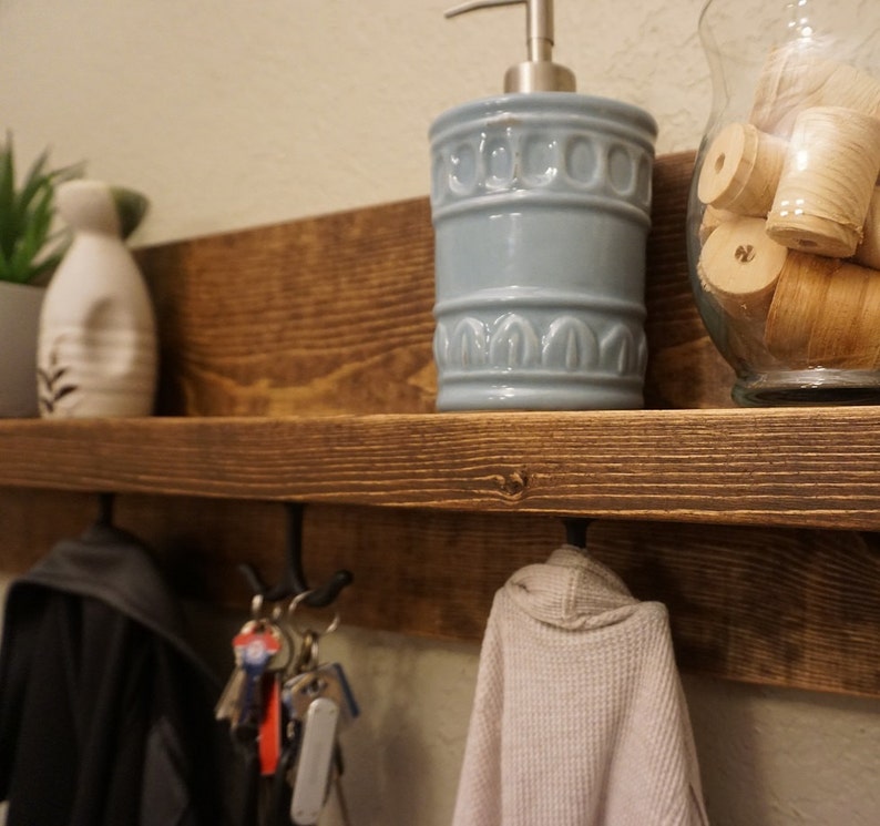 Modern Rustic Entryway Coat Rack with Floating Shelf and Etsy