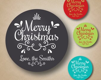 Folk Rustic Christmas Gift Labels Christmas Gift Tags Personalized Christmas Stickers Chalkboard Gift Tags Chalkboard Christmas Labels
