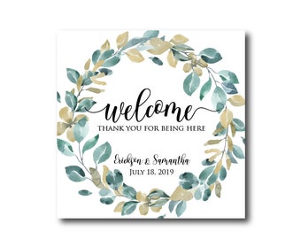 Wedding Welcome Labels Welcome Bag Stickers Out of Town Guests Welcome Sticker Hotel Gift Bag Welcome to our Wedding Thank you Stickers