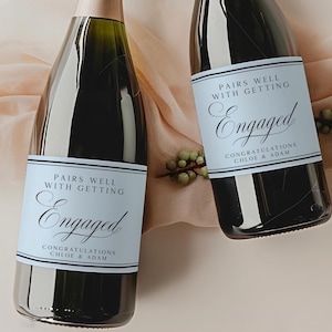 Engagement Wine Label – Pairs Well With Getting Engaged Champagne Sticker, WP109