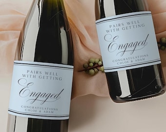 Engagement Wine Label – Pairs Well With Getting Engaged Champagne Sticker, WP109