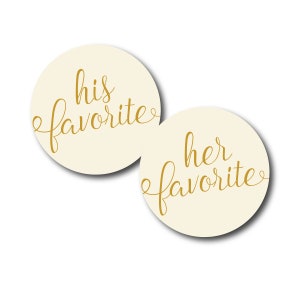 His Her Favorite Stickers Wedding Welcome Stickers His Favorite Her Favorite Wedding Stickers Sweet Salty Snack Labels Favorite Labels Gold