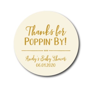 Baby Shower Stickers Baby Shower Labels Thanks For Popping By Stickers Popcorn Favor Stickers About to Pop Stickers Bridal Shower Sticker