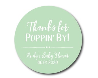 Baby Shower Labels Baby Shower Stickers Thanks For Popping By Stickers Popcorn Favor Stickers About to Pop Stickers Bridal Shower Sticker
