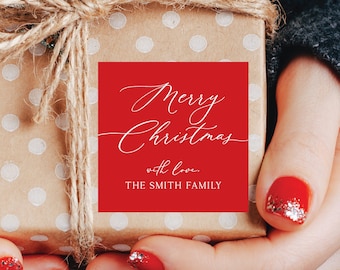 Christmas Gift Labels - Christmas Stickers, Red Christmas Labels, Formal Christmas Gift Stickers, Merry Christmas Stickers, Gift Labels