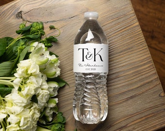 Hochzeit Wasserflaschenetiketten - personalisierte wasserdichte Etiketten, Monogramm-Aufkleber, benutzerdefinierte Branding-Etiketten, Hochzeitslogo, Willkommensbeutel-Aufkleber