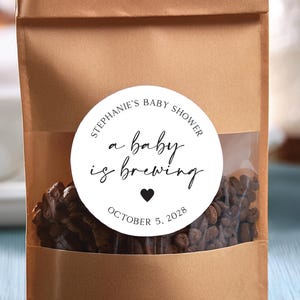 Baby Shower Stickers – A Baby Is Brewing Tea Coffee Favor Labels, Minimalist Thank You Sticker Tags, Tea Party Baby Shower Decor, Coffee