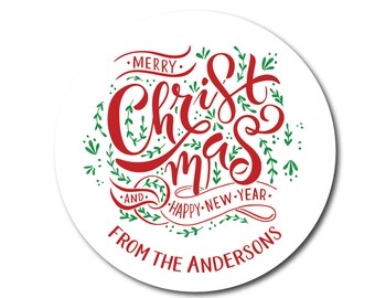 Christmas Label Christmas Sticker Christmas Gift Label Christmas Gift Sticker Christmas Tag Stickers Hand Drawn Holiday Sticker Personalized