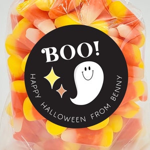 Halloween Sticker - Cute Ghost Sticker, Kids Halloween Sticker, Halloween Labels for Party Favors, Boo Bag Labels, Retro Halloween Label