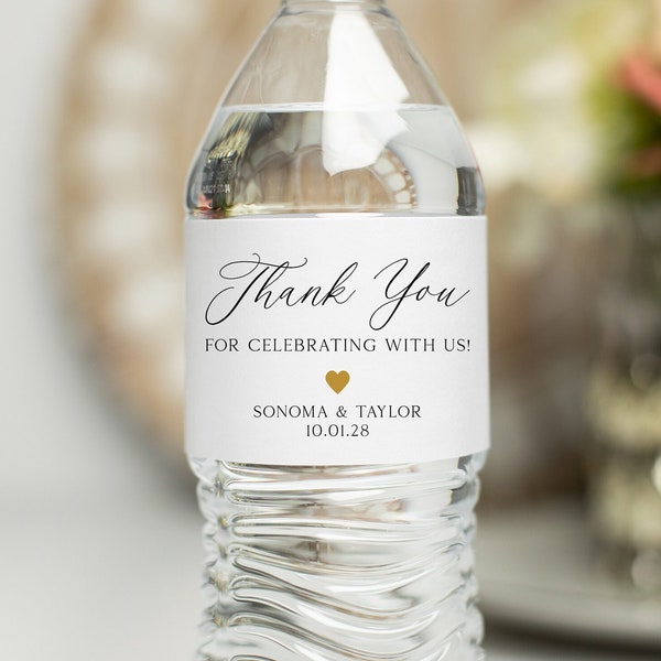 Wedding Water Bottle Label - Thank You Water Bottle Labels, Personalized Waterproof Label, Wedding Welcome Bags, Minimalist Wedding Sticker