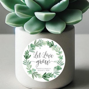 Let Love Grow Stickers - Succulent Wedding Favor Stickers, Greenery Botanical Favor Tags, Wildflower Seed Packet Stickers, Flower Favors