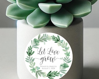 Lassen Sie Liebe wachsen Aufkleber - Sukkulente Aufkleber für Hochzeiten, Botanische Geschenkanhänger, Aufkleber für Gastgeschenke