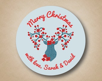 Christmas Gift Label Christmas Gift Sticker Christmas Stickers Christmas Tags Scandinavian Deer Holiday Tags Holiday Stickers Holiday Labels