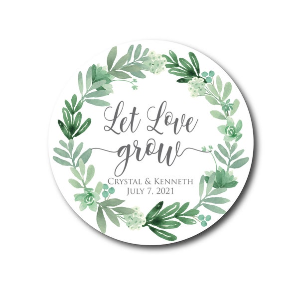 Adesivi Let Love Grow Bomboniere per matrimoni succulenti Adesivi per matrimoni Etichette per matrimoni Etichette per bomboniere botaniche verdi Adesivi per bomboniere succulente Ghirlanda