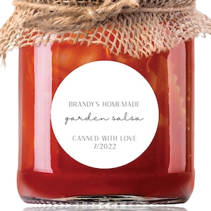 Canning Labels Mason Jar Labels Salsa Labels Homemade Canning Sticker Personalized Canning Jar Label Minimalist Canning Labels for Salsa
