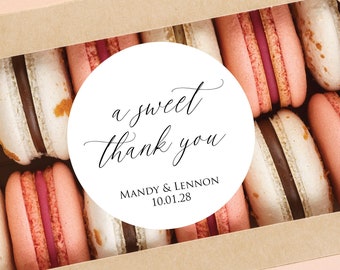 Wedding Stickers - A Sweet Thank You Personalized Wedding Favor Labels Minimalist Script Calligraphy Favors Wedding Labels Thank You Sticker