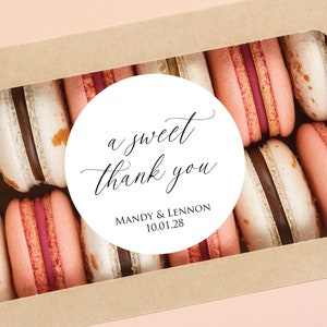 Wedding Stickers A Sweet Thank You Personalized Wedding Favor Labels Minimalist Script Calligraphy Favors Wedding Labels Thank You Sticker image 1