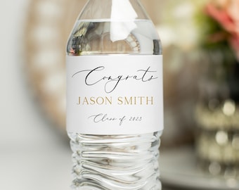 Graduation Water Bottle Label - Graduation Party Water Bottle Label, Waterproof Label, Waterproof Labels, Calligraphy Script, Grad Party