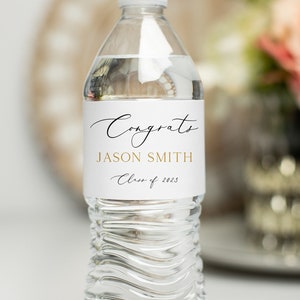 Graduation Water Bottle Label - Graduation Party Water Bottle Label, Waterproof Label, Waterproof Labels, Calligraphy Script, Grad Party