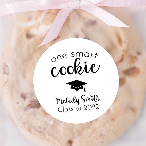 Graduation Stickers -  One Smart Cookie Sticker, Graduation Party Sticker, Graduation 2024 Labels, College Grad Cookie Bag Favor