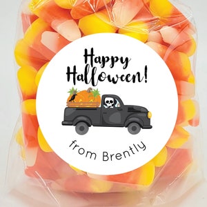 Halloween Stickers - Halloween Pumpkin Truck Stickers Kids Halloween Treat Stickers Halloween Favor Labels Happy Halloween Party Stickers