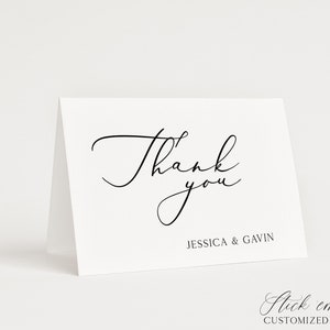 Cartes de remerciement personnalisées - Cartes de correspondance personnalisées minimalistes modernes avec enveloppes Cartes de remerciement de mariage TY105