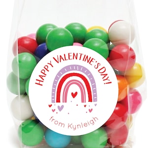 Valentines Stickers - Boho Rainbow Valentines Label, Kids Valentines Sticker, Girls Valentine Favor Idea, Happy Valentines Day Party Favor
