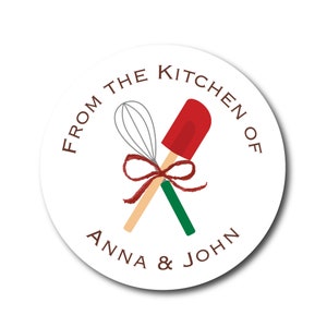 From the Kitchen of Baking Labels From the Holiday Kitchen of Baked Goods Labels Treat Stickers Baked with Love Christmas Stickers Whisk