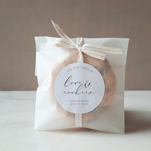 All You Need is Love & Cookies - Wedding Favor Labels, Cookie Favor Sticker, Wedding Treat Label, Late Night Snack Sticker, Minimalist Label