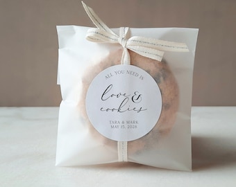 All You Need is Love & Cookies - Wedding Favor Labels, Cookie Favor Sticker, Wedding Treat Label, Late Night Snack Sticker, Minimalist Label
