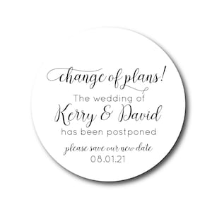 Change of Plans Save the New Date Labels Save Our New Date Envelope Seals Wedding Postponement Stickers Wedding Invitation Labels