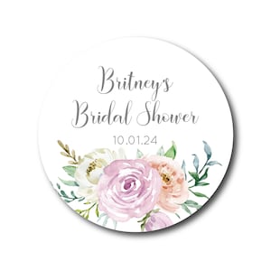 Bridal Shower Stickers Bridal Shower Favor Stickers Wedding Shower Labels Wedding Shower Stickers Favor Labels Pastel Rose Floral Greenery