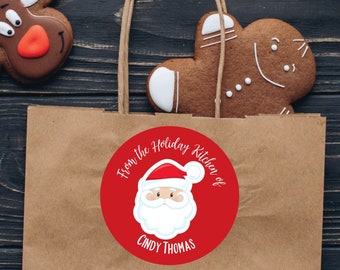 From the Kitchen of Baking Labels Santa Christmas Stickers Baked Goods Treat Stickers Christmas Cookie Tags Holiday Baking Label Red Sticker