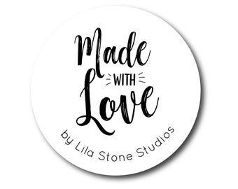 Made with Love Sticker Handmade Sticker Made with Love Label Handmade Label Etsy Shop Stickers Homemade Gifts Artisan Labels Happy Mail